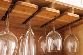 Vitrina cu spatiu depozitare sticle si pahare design industrial Seven Seas 150cm