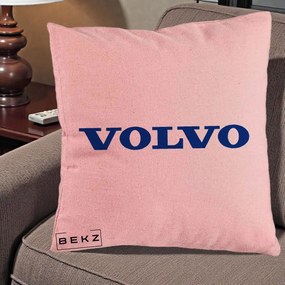 Perna Personalizata cu emblema Volvo, 40x40 cm, Roz, Husa Detasabila, Perna Inclusa, BEKZ®
