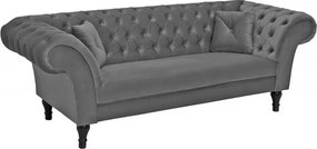 Canapea fixa eleganta Paris Chesterfield, gri argintiu
