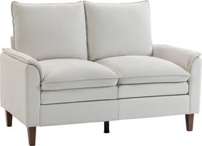 HOMCOM Canapea 2 locuri 146 cm, canapea chenille cu căptușeală în două straturi, pernă cu arcuri, șezut adânc, spătar înalt, alb crem | Aosom Romania