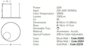 Lustra LED design modern circular ROTUNDA 60cm, negru mat