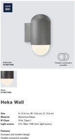 Aplica de perete pentru iluminat exterior design modern IP44, HEKA negru 2118211003 NL