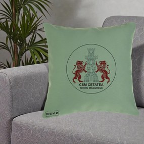 Perna Personalizata CSM Cetatea Turnu Magurele Fotbal, 40x40 cm, Verde, Husa Detasabila, Perna Inclusa, BEKZ®