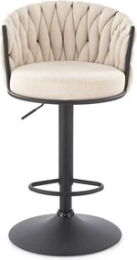 Scaun bar textil H125, bej - Nea 25, stofa clasica/otel, 53x54x90/105