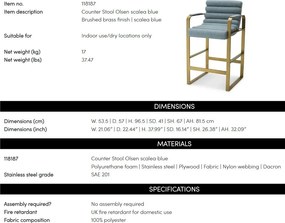 Scaun de bar elegant design LUX Counter Olsen, scalea blue