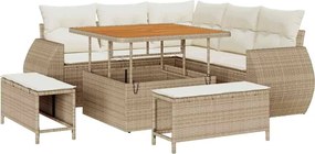 vidaXL Set de canapele pentru grădină 8 pcs Bej și crem poliratan