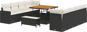 vidaXL Set de canapele pentru grădină 11 pcs Negru poliratan