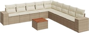 vidaXL Set canapele de grădină cu perne, 10 piese, bej, poliratan