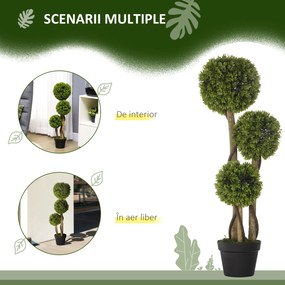 HOMCOM Plante Artificiale Decorative Buxus, Planță Sferică în Ghiveci, Plante Artificiale pentru Decor de Interior și Exterior, 90cm | Aosom Romania