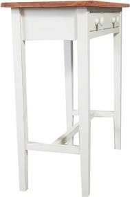 Masa consola, L73 36 H75 cm, alb natur antichizat, lemn masiv