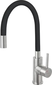 Baterie bucatarie cu pipa flexibila Ferro Zumba negru - inox