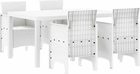 vidaXL Set de masă pentru grădină 5 pcs Alb Ratan Polt