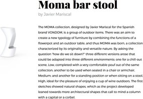 Scaun de bar exterior / interior design modern premium MOMA BAR STOOL 45038A Vondom