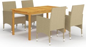 vidaXL Set mobilier de grădină, 5 piese, bej