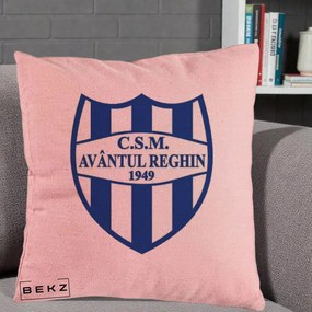 Perna Personalizata CSM Avantul Reghin 1949, 40x40 cm, Roz, Husa Detasabila, Perna Inclusa, BEKZ®