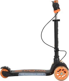Trotineta copii cu roti luminoase din silicon NOVOKIDS™ Toy Cube, Cu melodii si lumini, 3 roti, Pliabila, Maner reglabil pe inaltime, Max 50 kg,