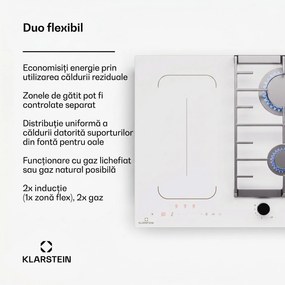 Klarstein MultiChef 4, plită cu inducție și gaz, 4 zone de gătit, 2 arzătoare cu gaz, 2 plite cu inducție, FlexZone