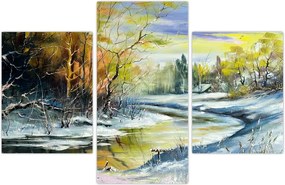 Tablou - Râu de iarnă, pictură în ulei (90x60 cm)