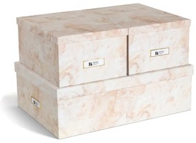 Cutii de depozitare bej 3 buc. din carton, cu capac, decorative 31x47x15,5 cm Inge Paper Laminate – Bigso