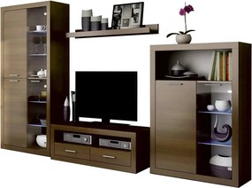 Mobilier living TOGO 2, nuc, PAL melaminat, cu iluminare LED, 4 piese,