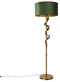 Lampa de podea vintage auriu antic cu nuanta verde - Linden