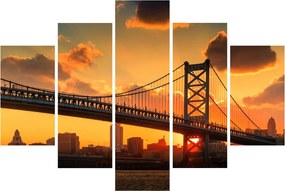 Tablou - Apus de soare peste Podul Ben Franklin, Philadelphia (150x105 cm)