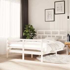 vidaXL Cadru de pat, alb, 140x200 cm, lemn masiv de pin