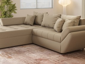 Colțar extensibil dumonde cu ladă de depozitare si sezut confortabil din spuma high-density, Loana Enjoy Camel 270x185 cm
