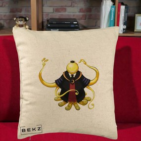 Perna Personalizata Assassination Classroom Koro-sensei, 40x40 cm, Bej, Husa Detasabila, Perna Inclusa, BEKZ®