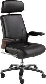 Scaun de birou modern piele sintetica si furnir de nuc Black