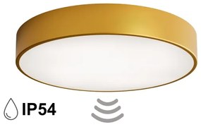 Plafonieră de baie CLEO cu senzor, 4 x E27, 24 W, 230 V, Ø 50 cm, IP54, finisaj auriu