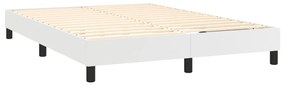 Pat box spring cu saltea, alb, 140x190 cm, piele ecologica Alb, 25 cm, 140 x 190 cm