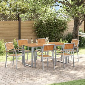 vidaXL Set de dining pentru grădină 7 piese Gri Oțel și Lemn Masiv de Acacia