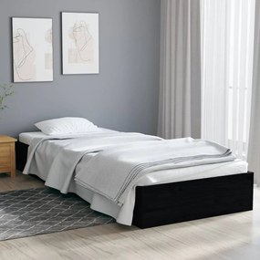 Cadru de pat Single 3FT, negru, 90x190 cm, lemn masiv Negru, 90 x 190 cm