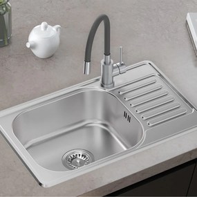 Chiuveta inox Quadron Eddie 111 cu o cuva cu picurator finisaj inox texturat 66x42 cm