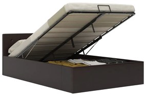 285524 vidaXL Cadru pat hidraulic cu ladă gri 120x200 cm, piele ecologică