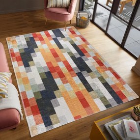 Covor portocaliu-gri lavabil 60x100 cm Blocks of Fun – Vitaus