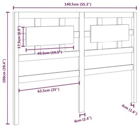 Tablie de pat, alb, 140,5x4x100 cm, lemn masiv de pin Alb, 140.5 x 4 x 100 cm, 1