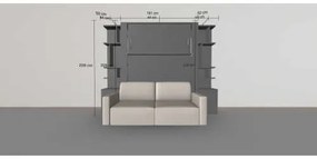 Set pat rabatabil dublu (150X200) cu 2 headboard-uri, 2 biblioteci(50 cm), canapea 2 locuri - Nova Small Bookcases&amp;Royal Sofa Set