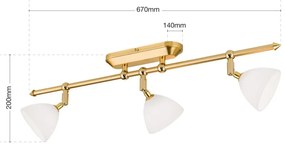 Lustra cu 3 spoturi design modern OPALDESIGN, auriu mat