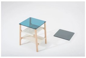 Măsuţă auxiliară cu structură din lemn masiv de stejar şi blat gri Gazzda Fawn