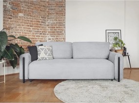 Canapea gri extensibilă/cu spațiu de depozitare cu tapițerie din catifea reiată 244 cm Arcadova – ELTAP