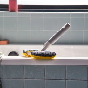 Mop diferite suprafete 2in1 Joseph Joseph CleanTech 6500012, 18,5 cm, Maner cu prindere moale, Gri/Galben