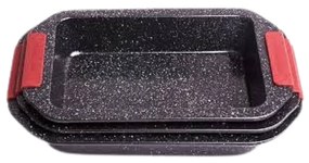 Set 3 Tavi de Copt cu Manere din Silicon Detasabile Acoperire cu Marmura Otel Carbon