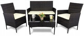 Set de grădină din rattan Aldotrade GardenLine,maro + perne de scaun crem