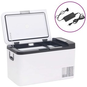 vidaXL Ladă frigorifică cu mâner și adaptor, alb-negru, 18 L, PP și PE