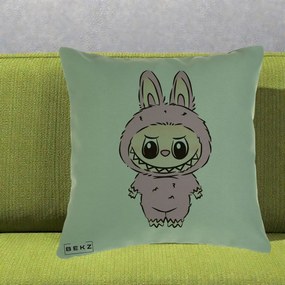 Perna Personalizata Labubu Mov Pastel, 40x40 cm, Verde, Husa Detasabila, Perna Inclusa, BEKZ®