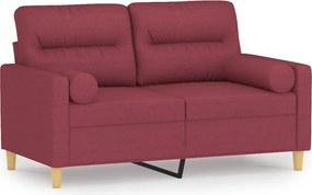 vidaXL Canapea cu 2 locuri cu pernuțe, roșu vin, 120 cm, textil