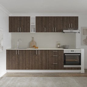 Set haaus V18, Stejar Bronz/Alb, Blat Thermo 28 mm, L 260 cm