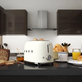 Prajitor de paine SMEG 50's Style TSF01WHMEU, 950 W, 2 felii, 6 trepte, Tava pentru firimituri, Cablu integrat, Otel inoxidabil, Alb mat